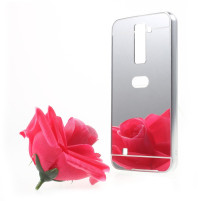 Луксозен алуминиев бъмпър с твърд огледален сребрист гръб за LG K8 